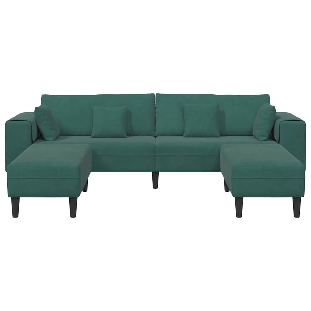 Samt Sofa mit Kissen 3 pcs Dunkelgrün 208 cm Samt