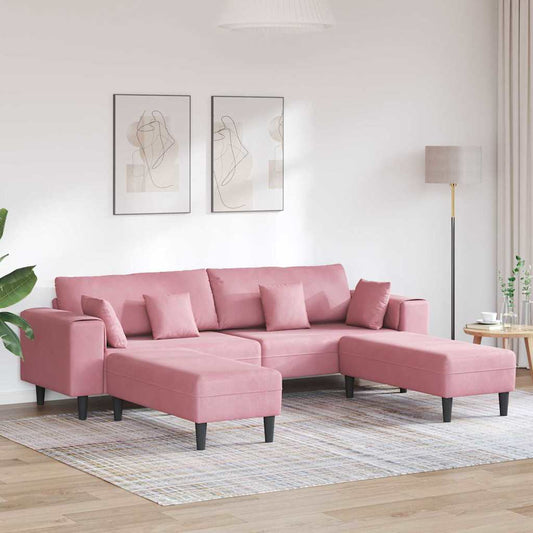 Samt Sofa mit Kissen 3 pcs Rosa 208 cm Samt