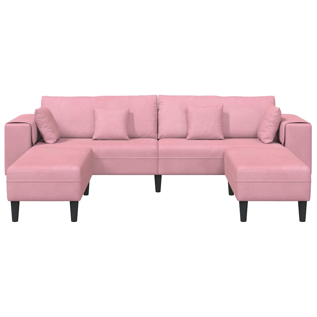 Samt Sofa mit Kissen 3 pcs Rosa 208 cm Samt