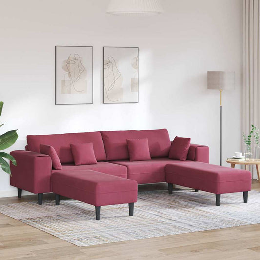 Samt Sofa mit Kissen 3 pcs Weinrot 208 cm Samt