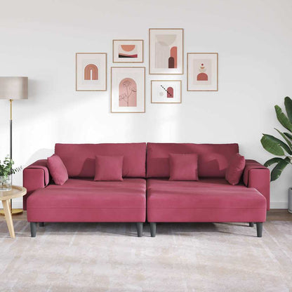 Samt Sofa mit Kissen 3 pcs Weinrot 208 cm Samt