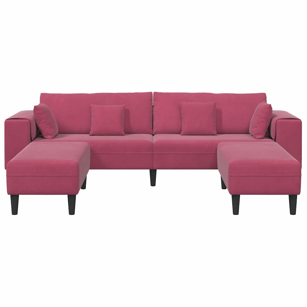 Samt Sofa mit Kissen 3 pcs Weinrot 208 cm Samt