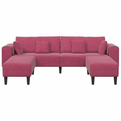 Samt Sofa mit Kissen 3 pcs Weinrot 208 cm Samt