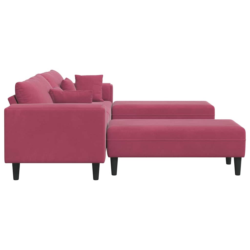 Samt Sofa mit Kissen 3 pcs Weinrot 208 cm Samt