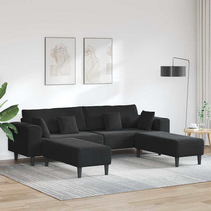 Samt Sofa mit Kissen 3 pcs Schwarz 208 cm Samt