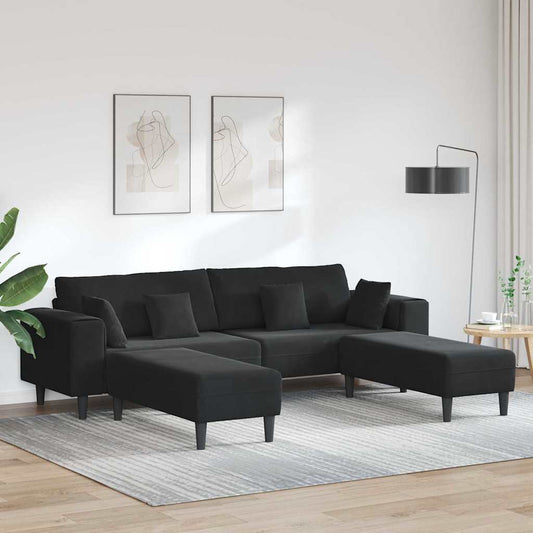 Samt Sofa mit Kissen 3 pcs Schwarz 208 cm Samt