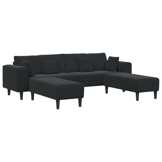Samt Sofa mit Kissen 3 pcs Schwarz 208 cm Samt