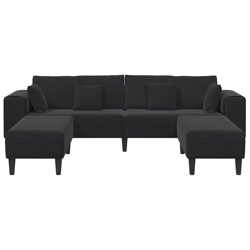 Samt Sofa mit Kissen 3 pcs Schwarz 208 cm Samt