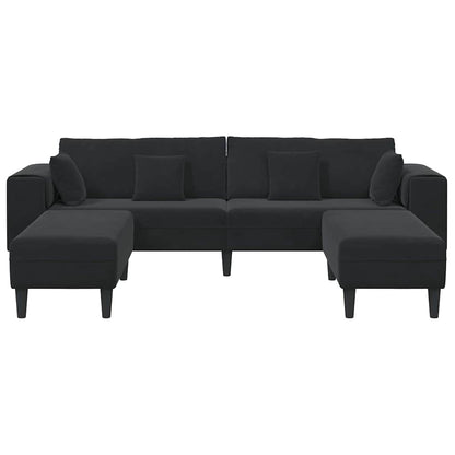 Samt Sofa mit Kissen 3 pcs Schwarz 208 cm Samt