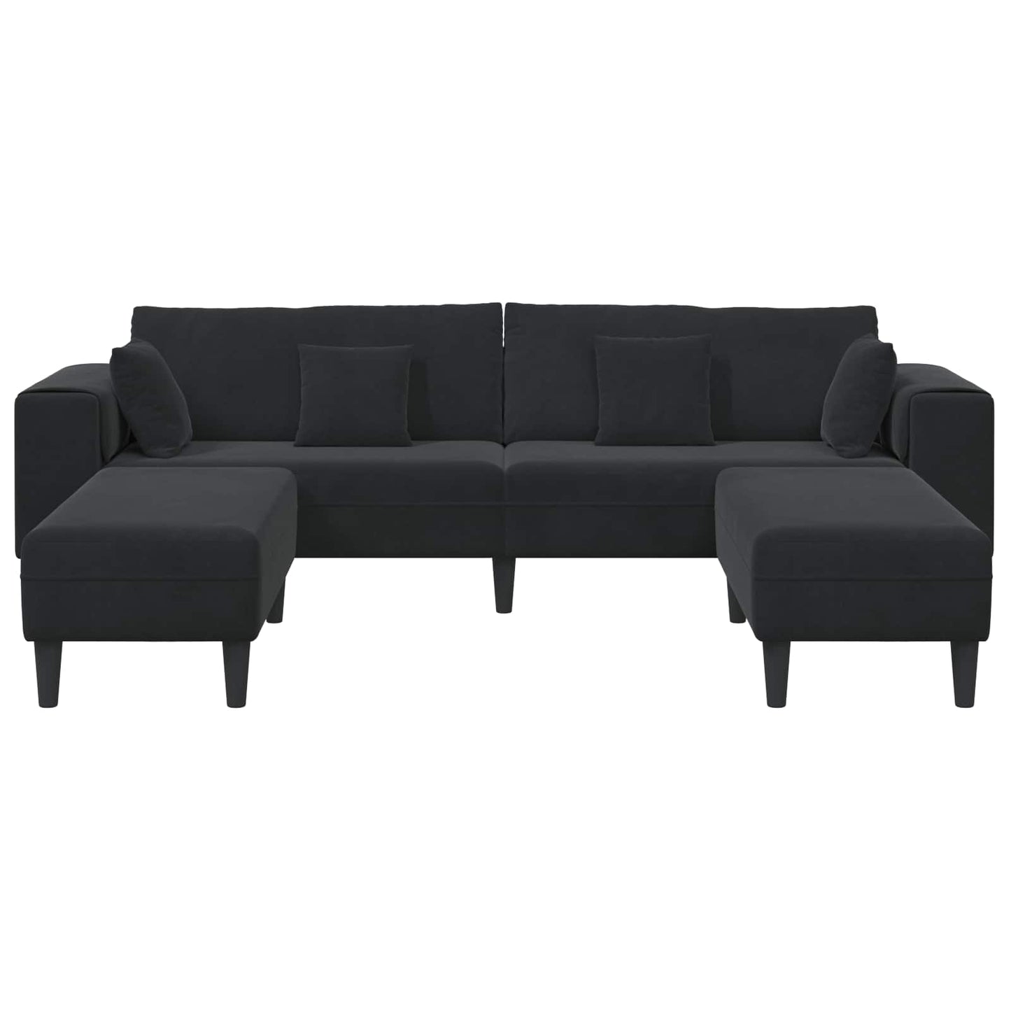 Samt Sofa mit Kissen 3 pcs Schwarz 208 cm Samt