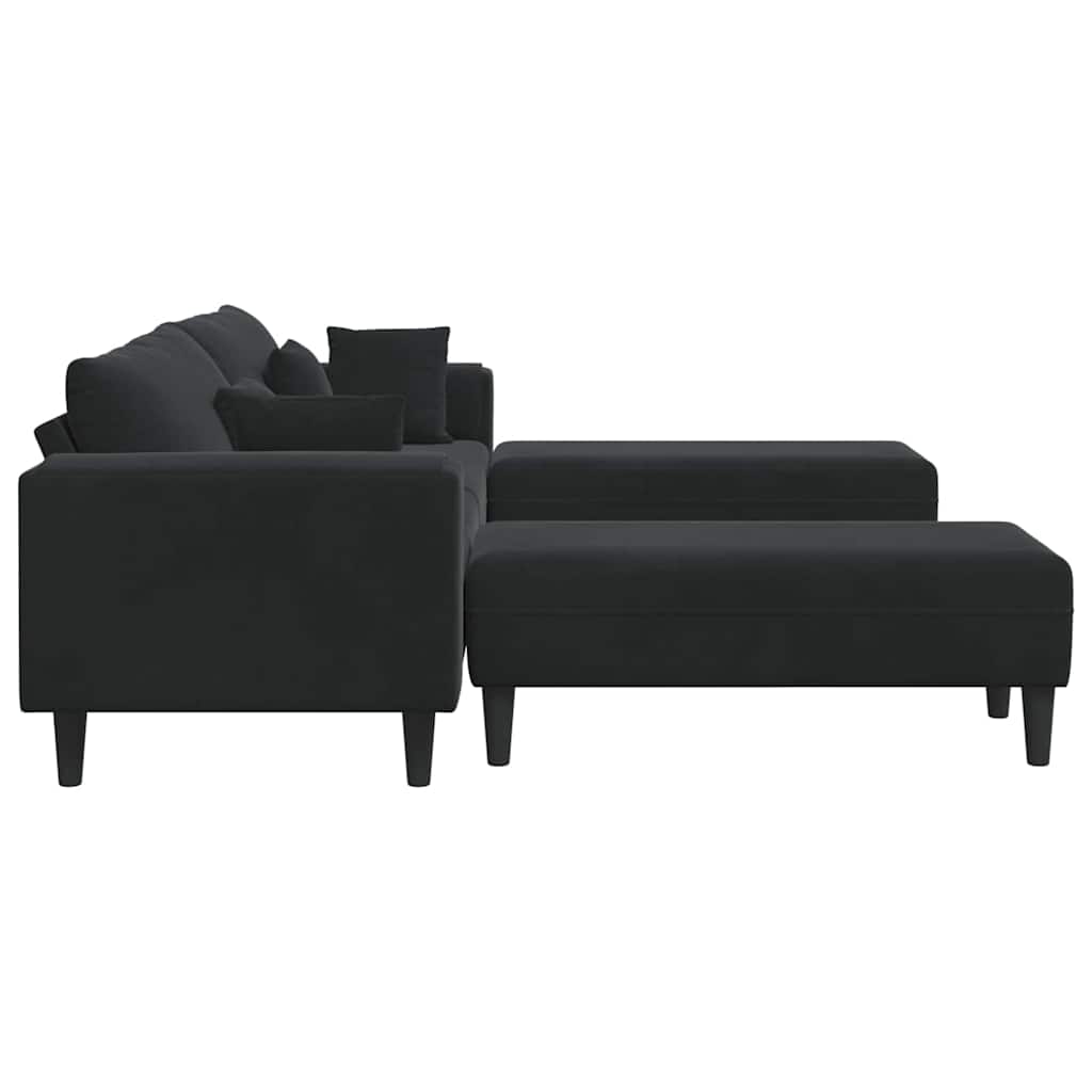 Samt Sofa mit Kissen 3 pcs Schwarz 208 cm Samt