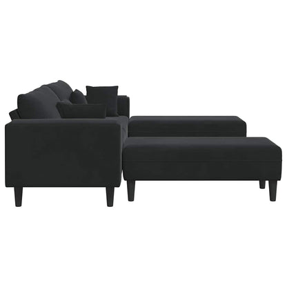 Samt Sofa mit Kissen 3 pcs Schwarz 208 cm Samt