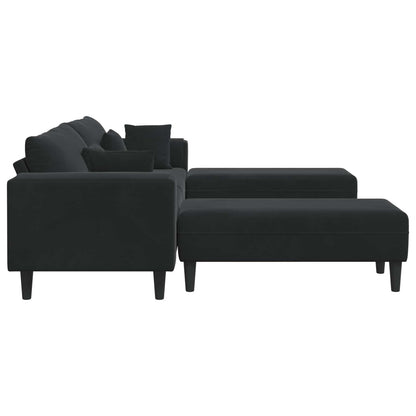 Samt Sofa mit Kissen 3 pcs Schwarz 208 cm Samt