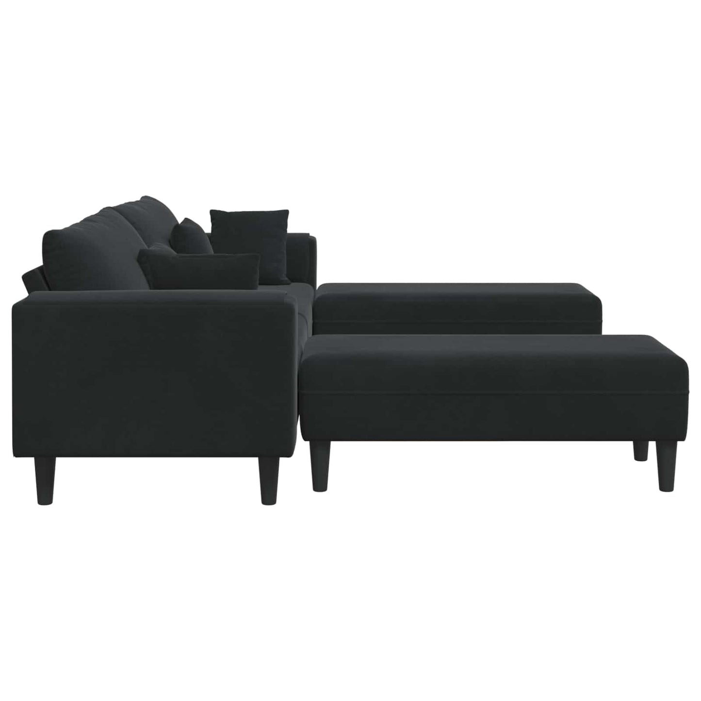 Samt Sofa mit Kissen 3 pcs Schwarz 208 cm Samt