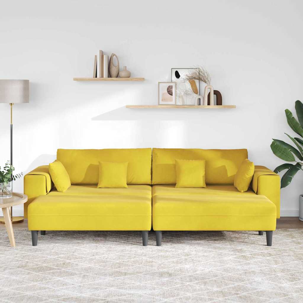 Samt Sofa mit Kissen 3 pcs Gelb 208 cm Samt