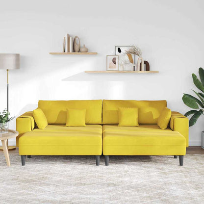 Samt Sofa mit Kissen 3 pcs Gelb 208 cm Samt