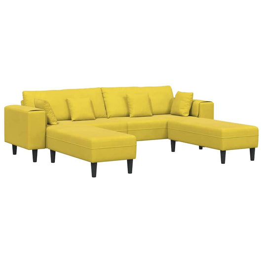 Samt Sofa mit Kissen 3 pcs Gelb 208 cm Samt