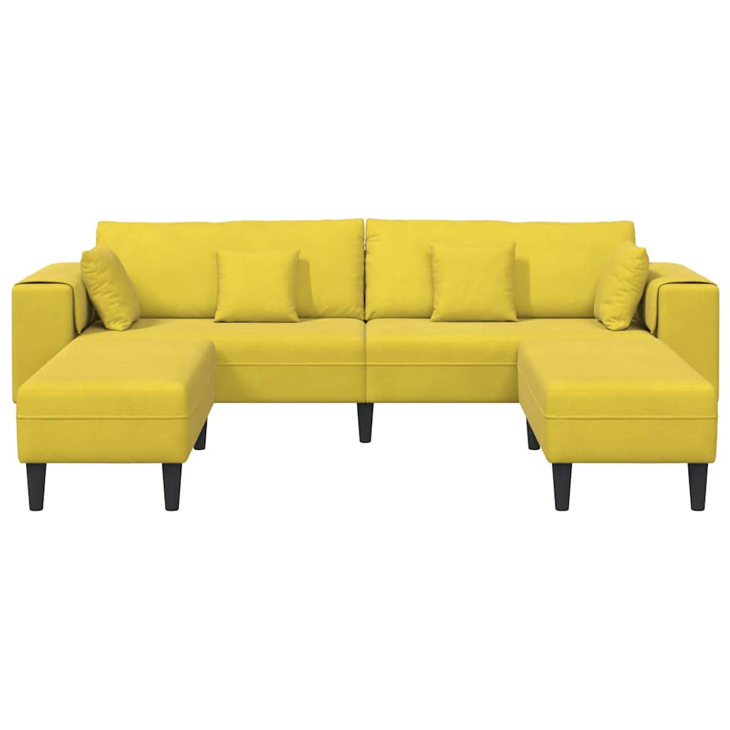 Samt Sofa mit Kissen 3 pcs Gelb 208 cm Samt