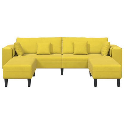 Samt Sofa mit Kissen 3 pcs Gelb 208 cm Samt