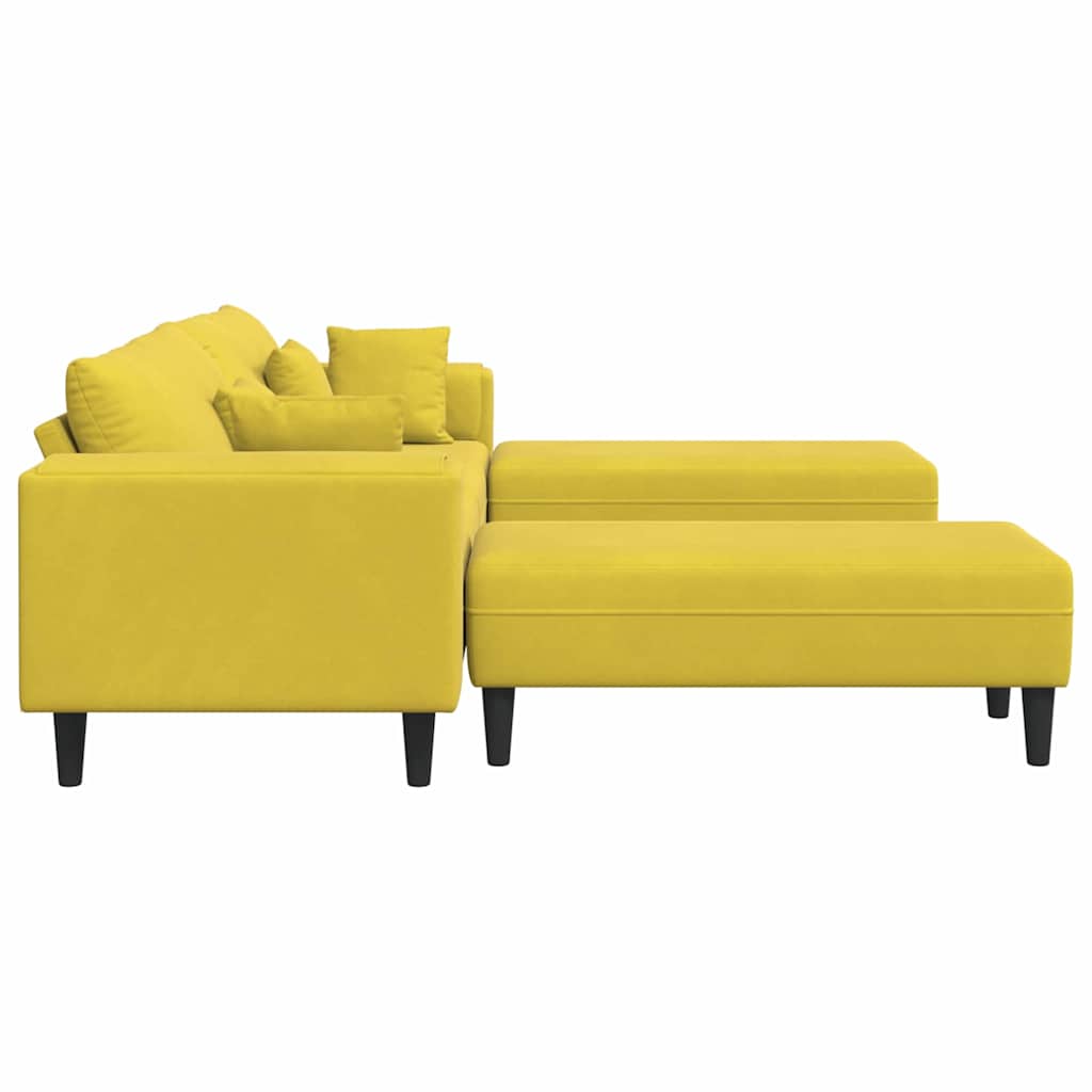 Samt Sofa mit Kissen 3 pcs Gelb 208 cm Samt