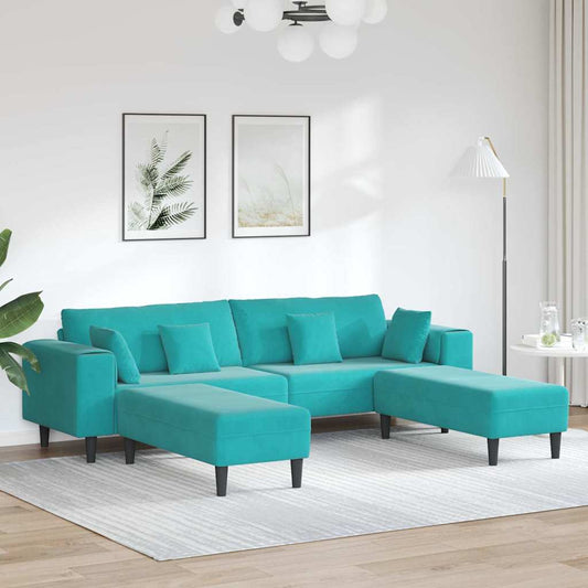 Samt Sofa mit Kissen 3 pcs Türkis 208 cm Samt