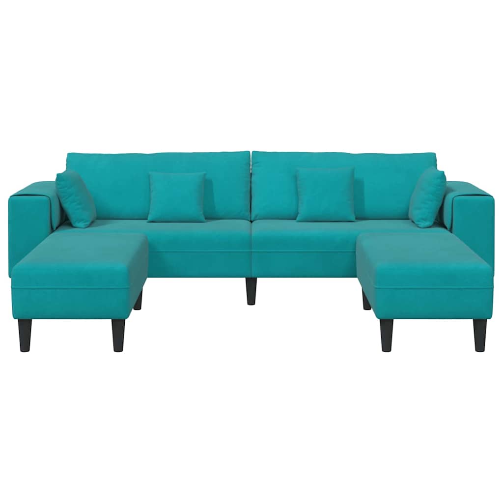 Samt Sofa mit Kissen 3 pcs Türkis 208 cm Samt
