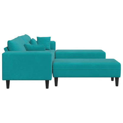Samt Sofa mit Kissen 3 pcs Türkis 208 cm Samt