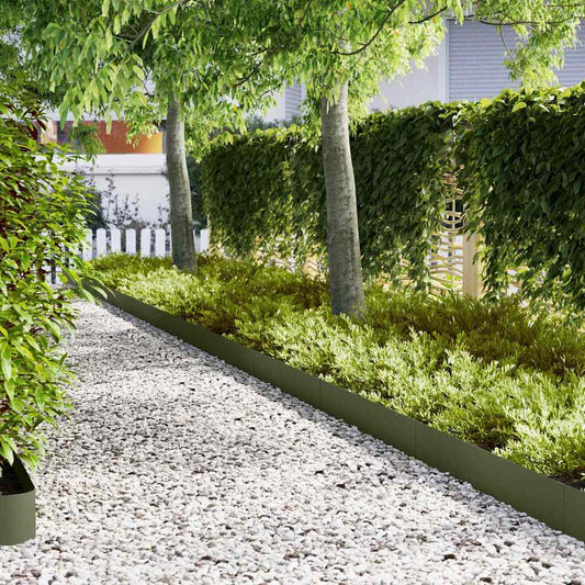 Rasenkanten 50 pcs Olivgrün 100 x 0.5 x 20 cm Stahl