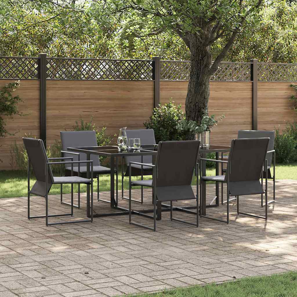 Garten Essgruppe 7 pcs Schwarz Stahl
