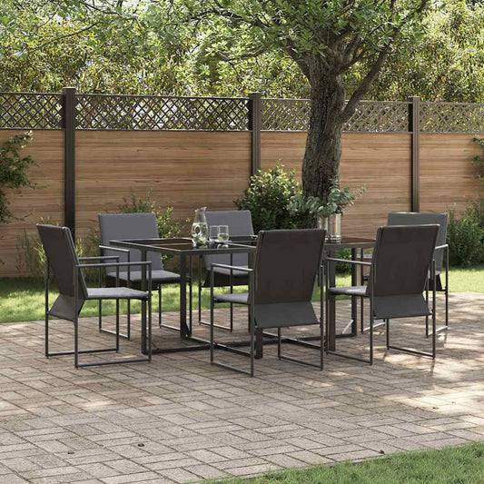 Garten Essgruppe 7 pcs Schwarz Stahl