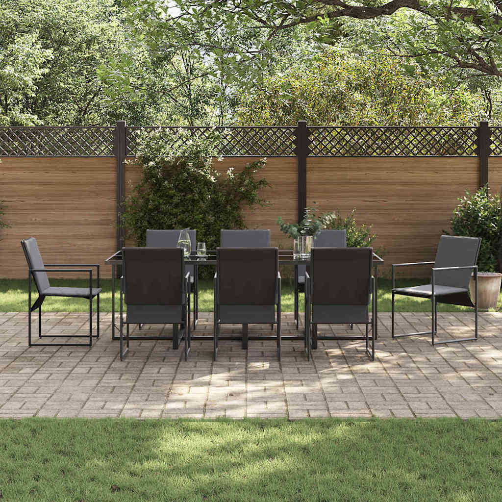 Garten Essgruppe 9 pcs Schwarz Stahl