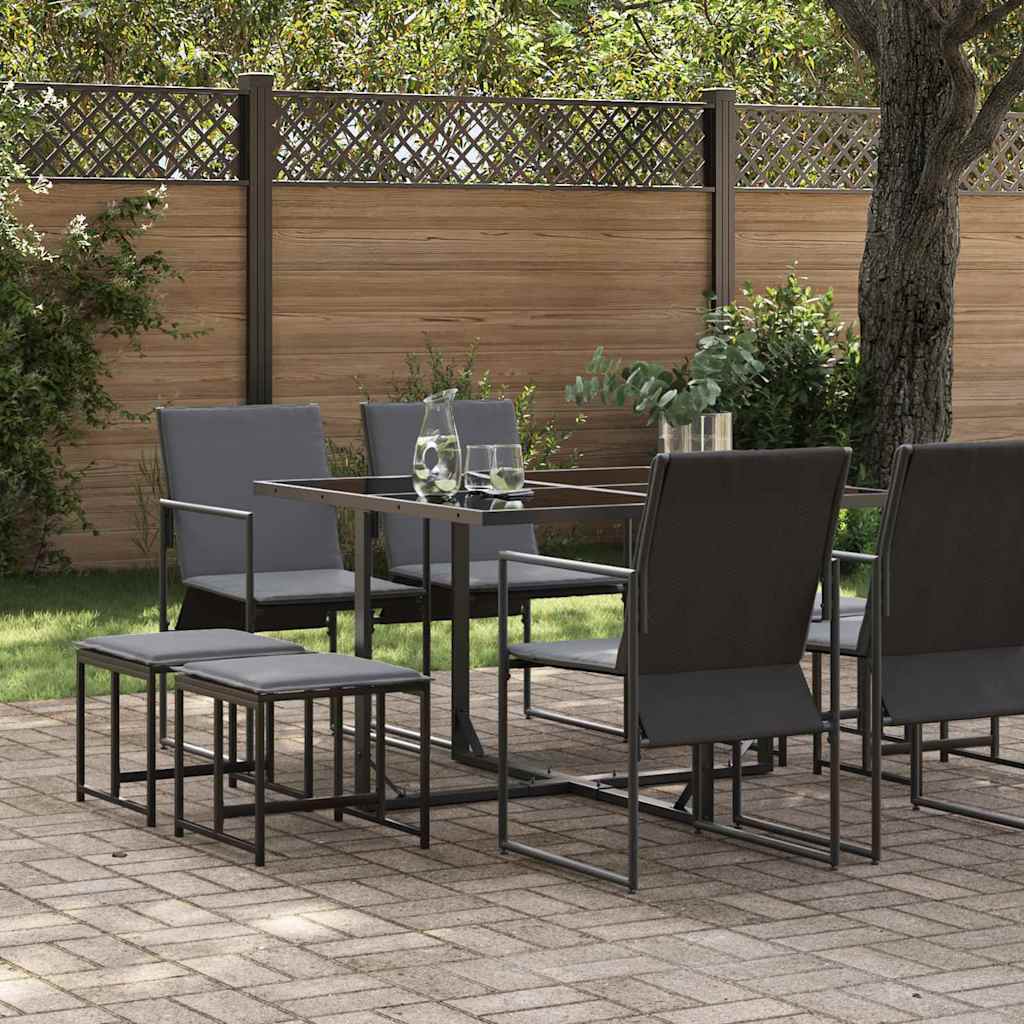 Garten Essgruppe 9 pcs Schwarz Stahl