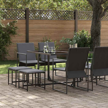 Garten Essgruppe 9 pcs Schwarz Stahl