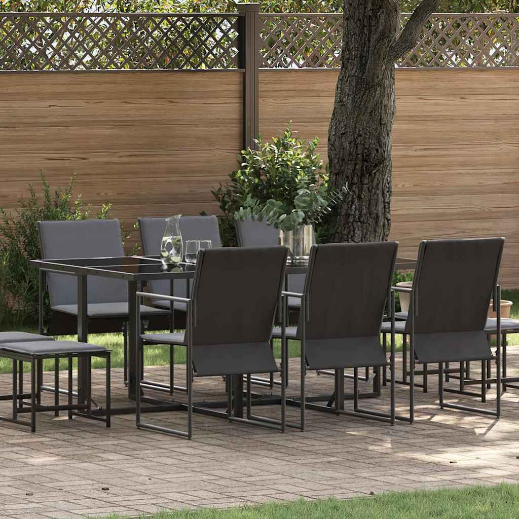 Garten Essgruppe 11 pcs Schwarz Stahl