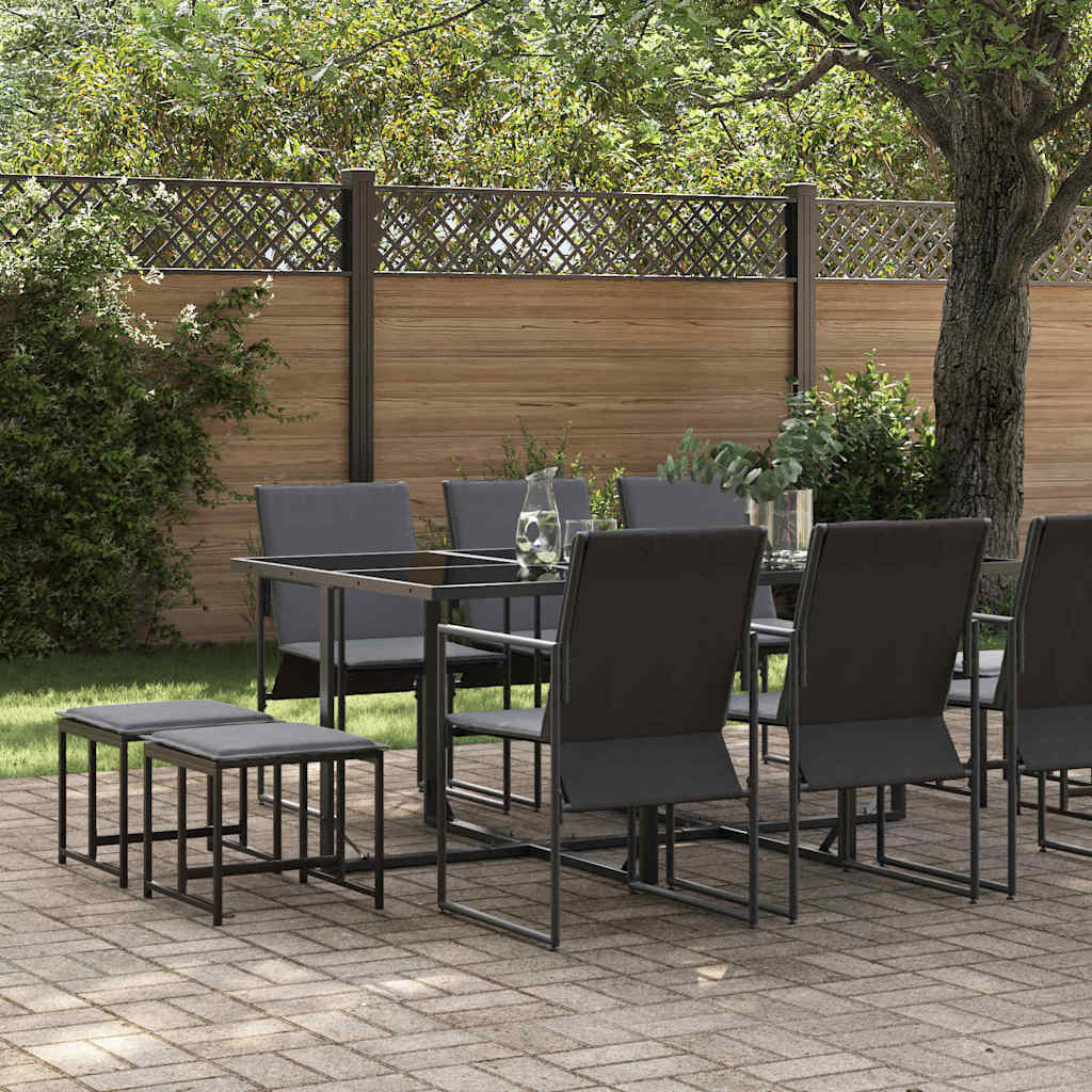 Garten Essgruppe 11 pcs Schwarz Stahl