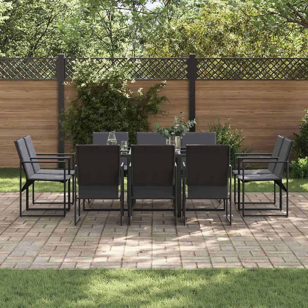 Garten Essgruppe 11 pcs Schwarz Stahl