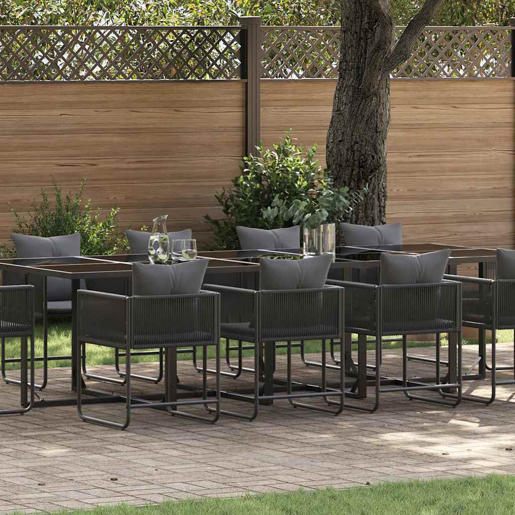 Garten Essgruppe 11 pcs Schwarz Stahl