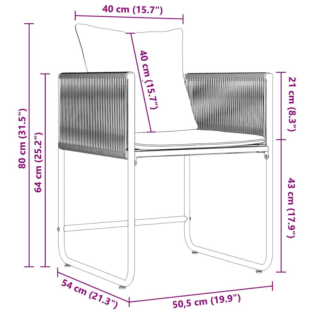 Garten Essgruppe 11 pcs Schwarz Stahl