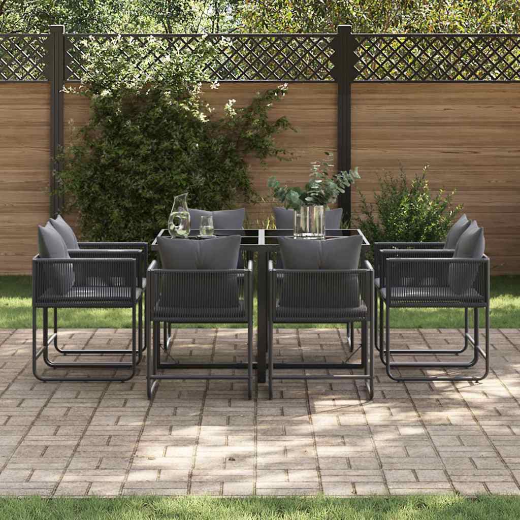 Garten Essgruppe 9 pcs Schwarz Stahl