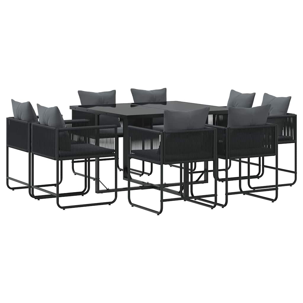 Garten Essgruppe 9 pcs Schwarz Stahl
