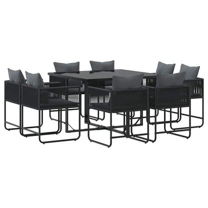 Garten Essgruppe 9 pcs Schwarz Stahl