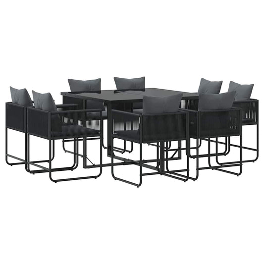 Garten Essgruppe 9 pcs Schwarz Stahl