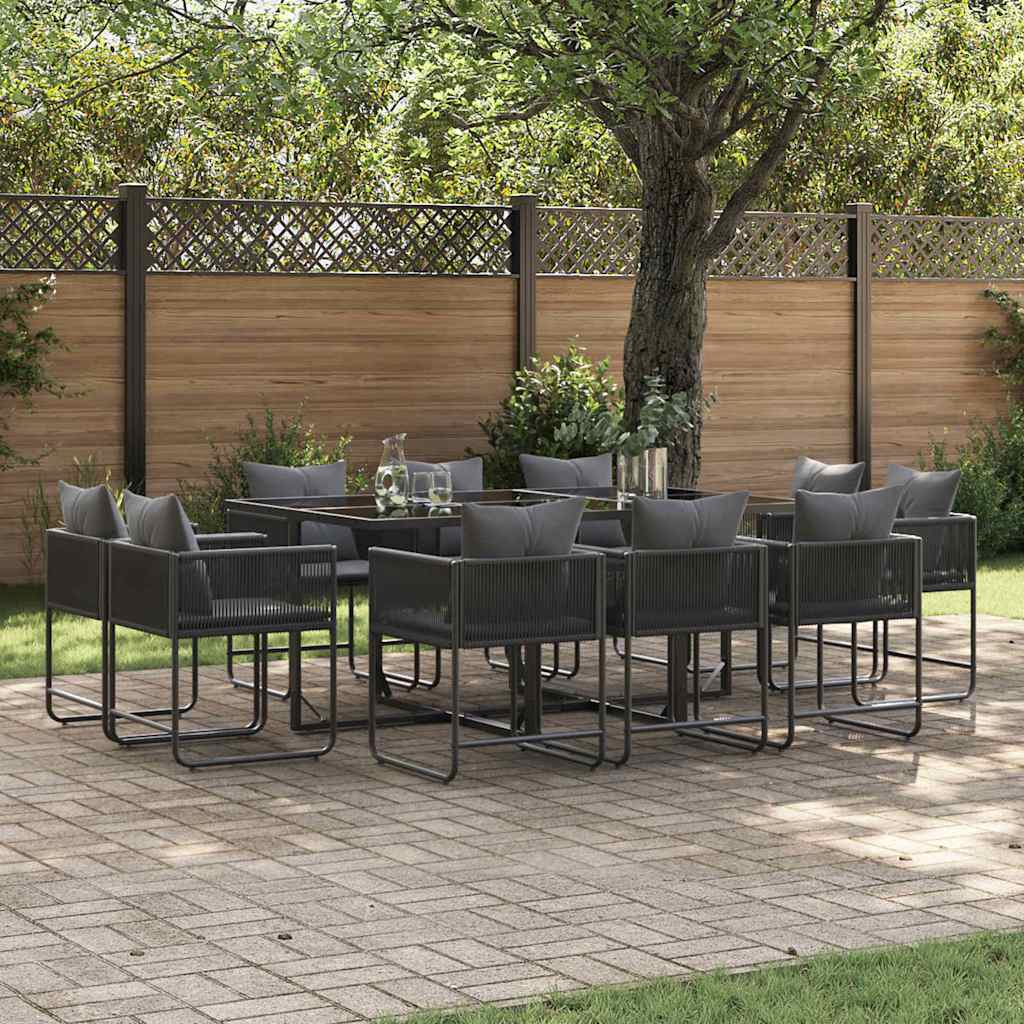 Garten Essgruppe 11 pcs Schwarz Stahl