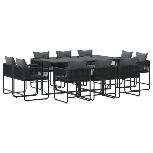 Garten Essgruppe 11 pcs Schwarz Stahl