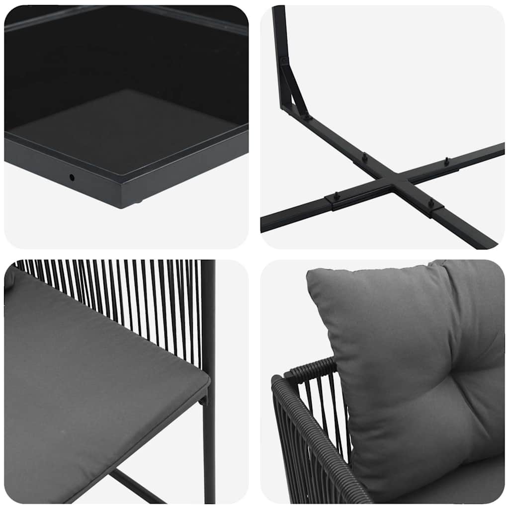 Garten Essgruppe 13 pcs Schwarz Stahl