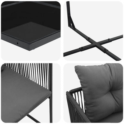 Garten Essgruppe 13 pcs Schwarz Stahl