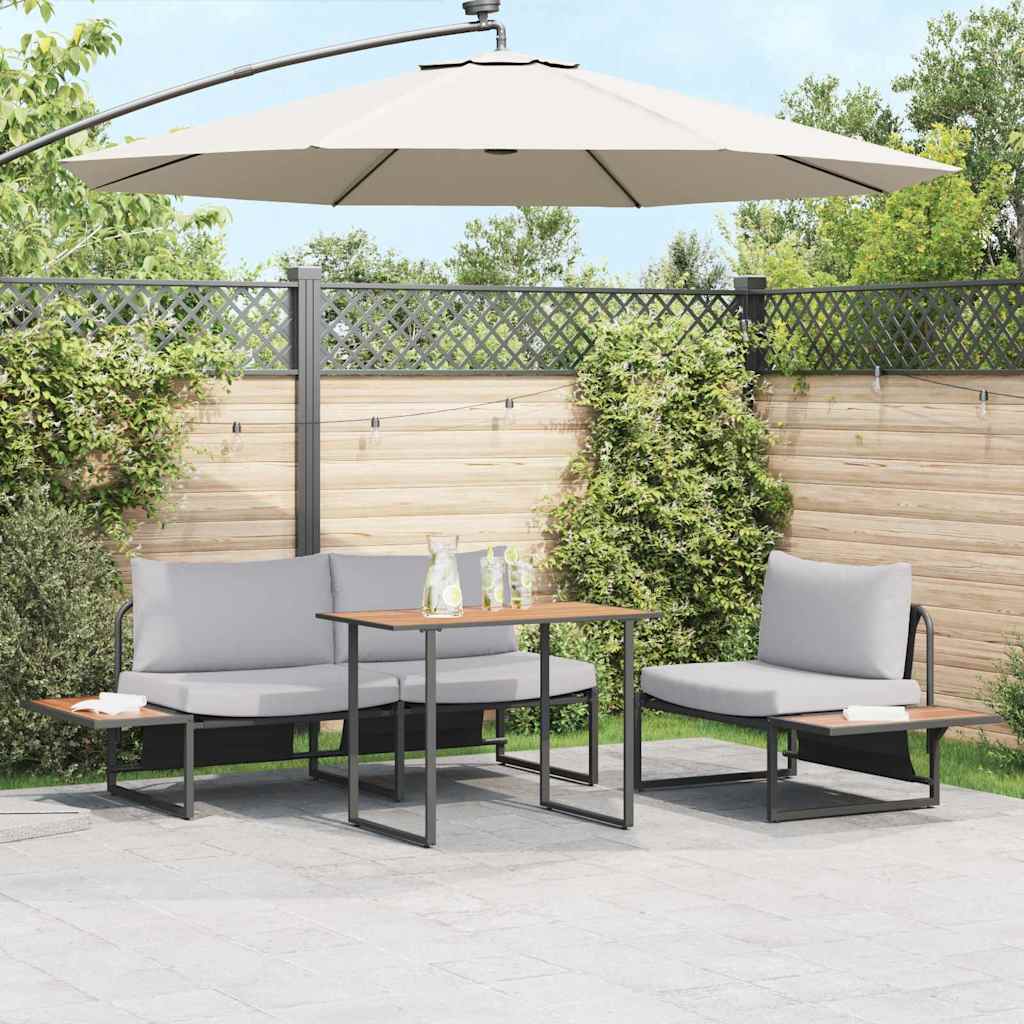 Garten Essgruppe 3 pcs Hellgrau Stahl