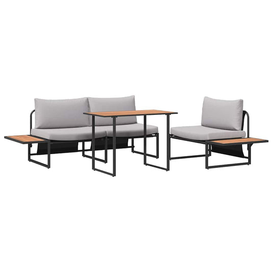 Garten Essgruppe 3 pcs Hellgrau Stahl