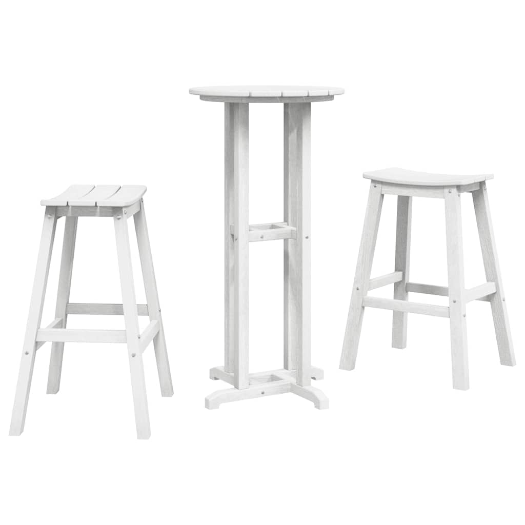 Garten Bar Set 3 pcs Weiß HDPE