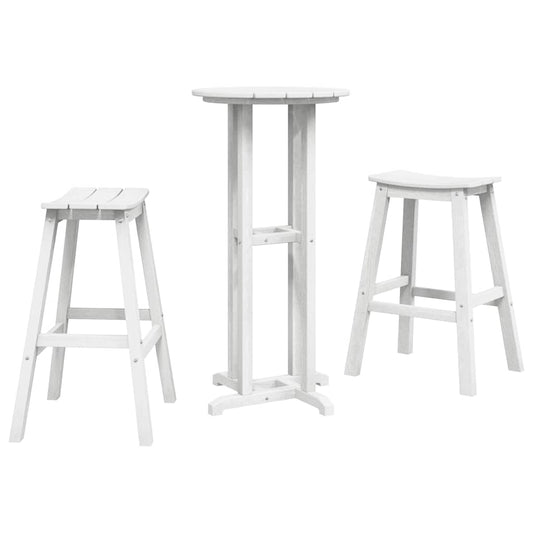 Garten Bar Set 3 pcs Weiß HDPE